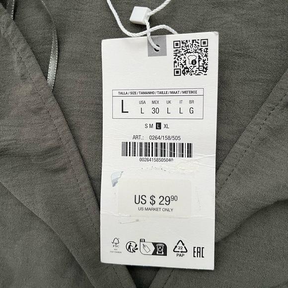 ZARA Olive Green Draped Wrap Top NWT Size Large - Picture 11 of 11